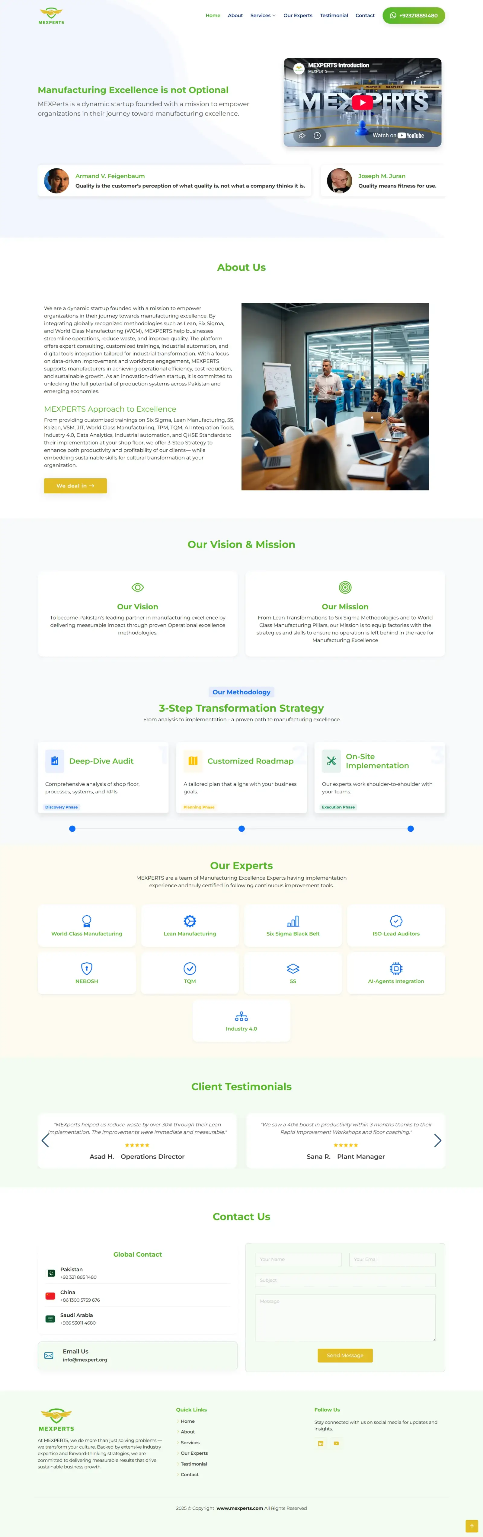 MEXPERTS — Manufacturing Excellence Consulting Website